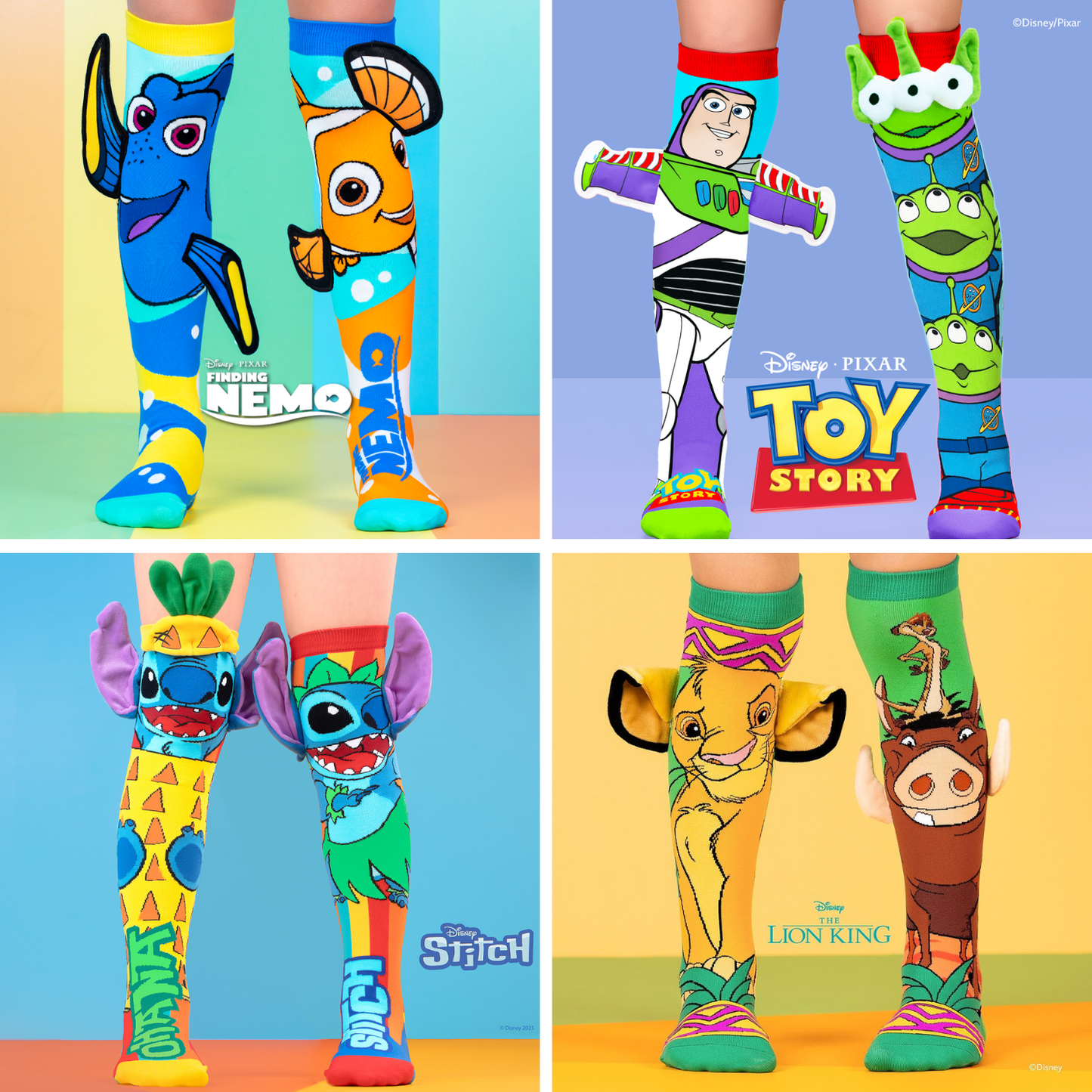 DISNEY SOCKS PACK - Nemo, Toy Story, Aloha Stitch and The Lion King socks