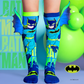 Batman knee high socks for kids featuring 3D bat wings and bold superhero design.