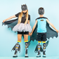 Batman novelty socks with attached 3D bat wings and colorful comic book design.
