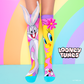 Bugs Bunny and Tweety Easter socks featuring plush bunny ears and a cute 3D flower detail.