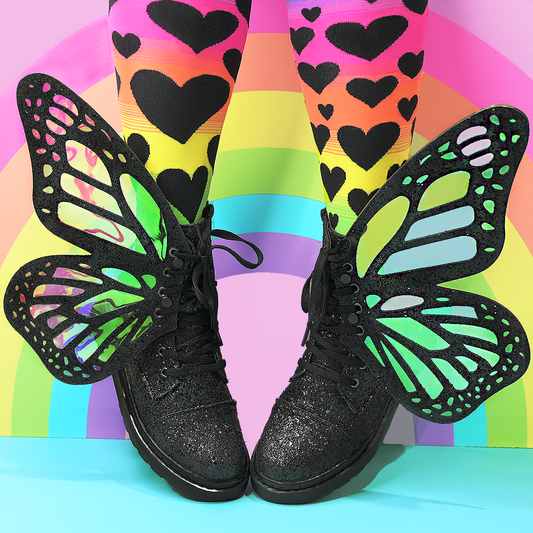 GLITTER BUTTERFLY SHOES - BLACK