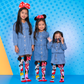 Classic Disney Mickey and Minnie knee high socks with colorful graphics and fun cartoon style.