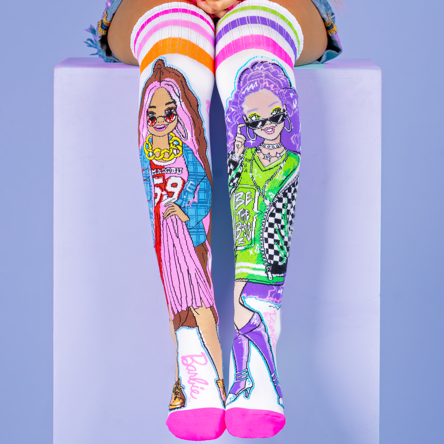 Colorful Barbie Extra Sporty socks for kids and adults with playful sporty style and vibrant design.