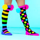 Colorful pom pom character socks with bright colors and soft pom pom details for fun everyday wear.