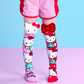 Hello Kitty themed socks with pink hearts and plush 3D accents
