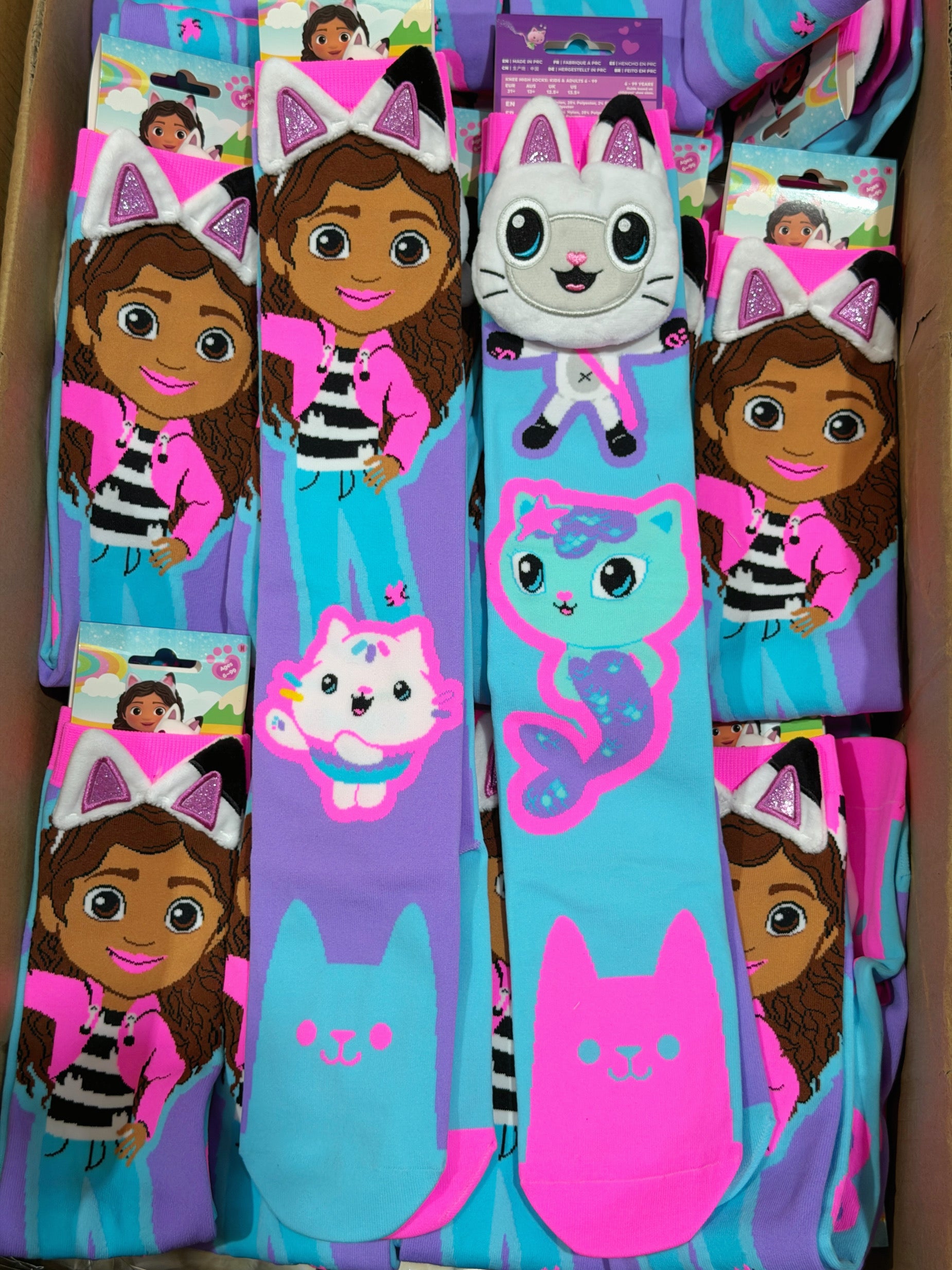 children’s knee-high socks Gabby’s Dollhouse cute cat and Gabby design