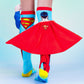 DC Superman superhero socks with embroidered logo, velvet cape, and colorful comic-inspired graphics.