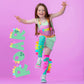 Dinosaur character socks for kids with bright colors, playful patterns, and soft plush spikes.