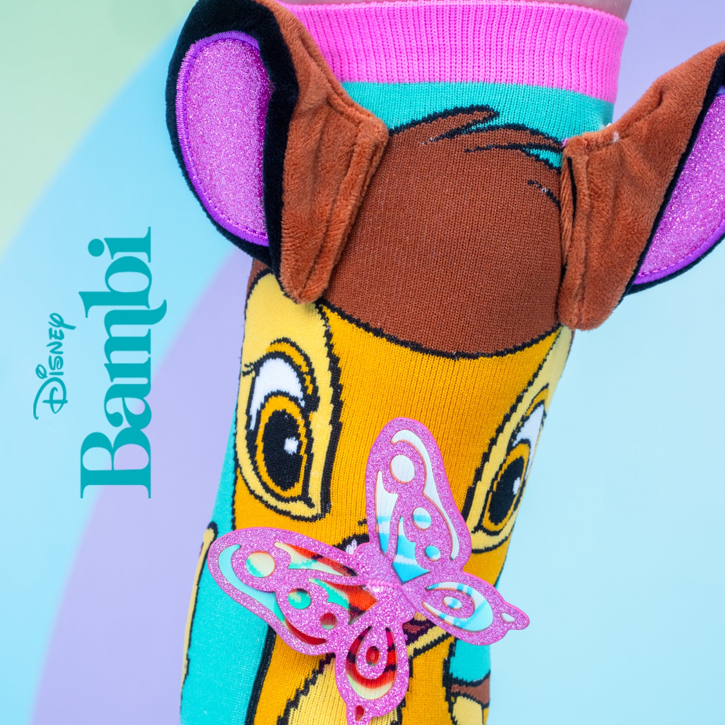 Disney Bambi and Thumper novelty socks for kids featuring playful character artwork and colorful design.