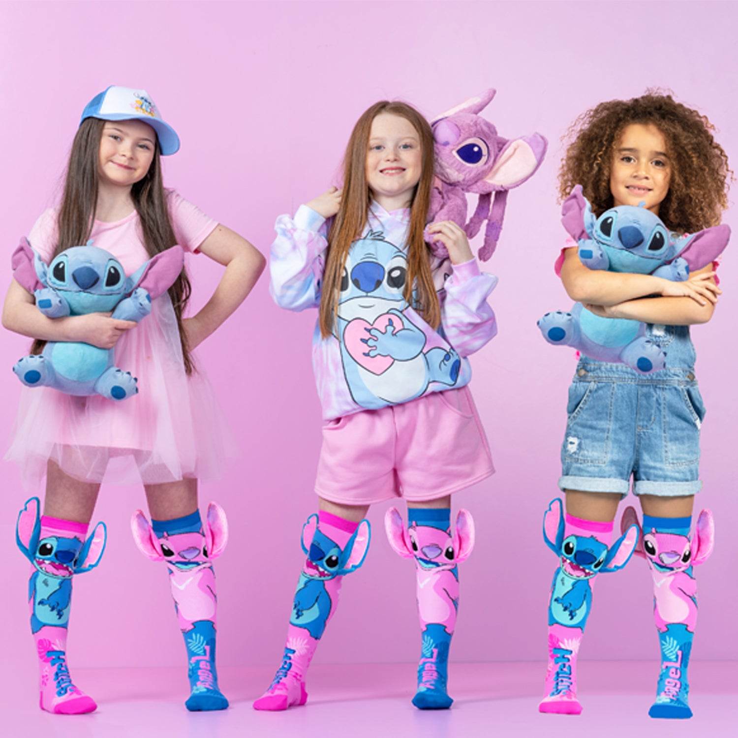 Disney Lilo and Stitch socks featuring Stitch and Angel with colorful design and 3D ears detail.