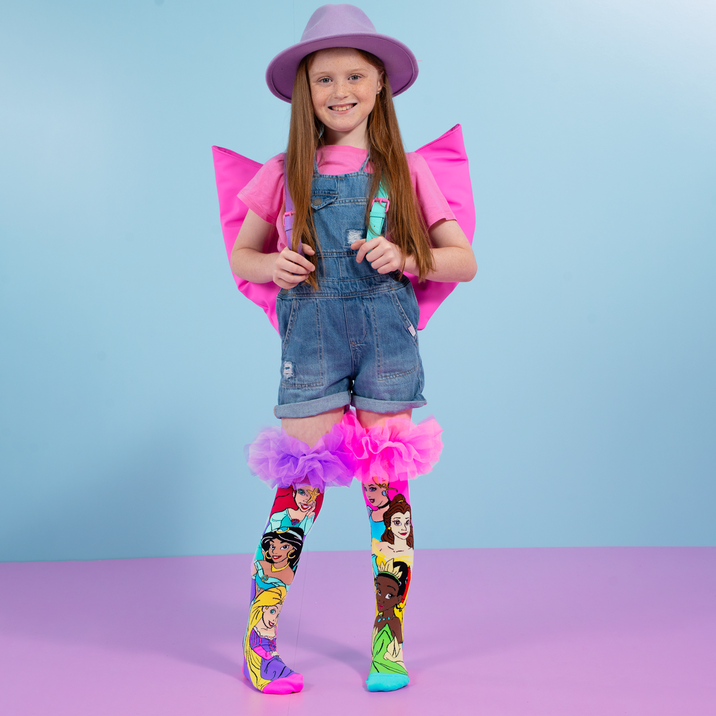 Disney Princess character socks with custom frills featuring Cinderella, Belle, Ariel, Jasmine, and Rapunzel.