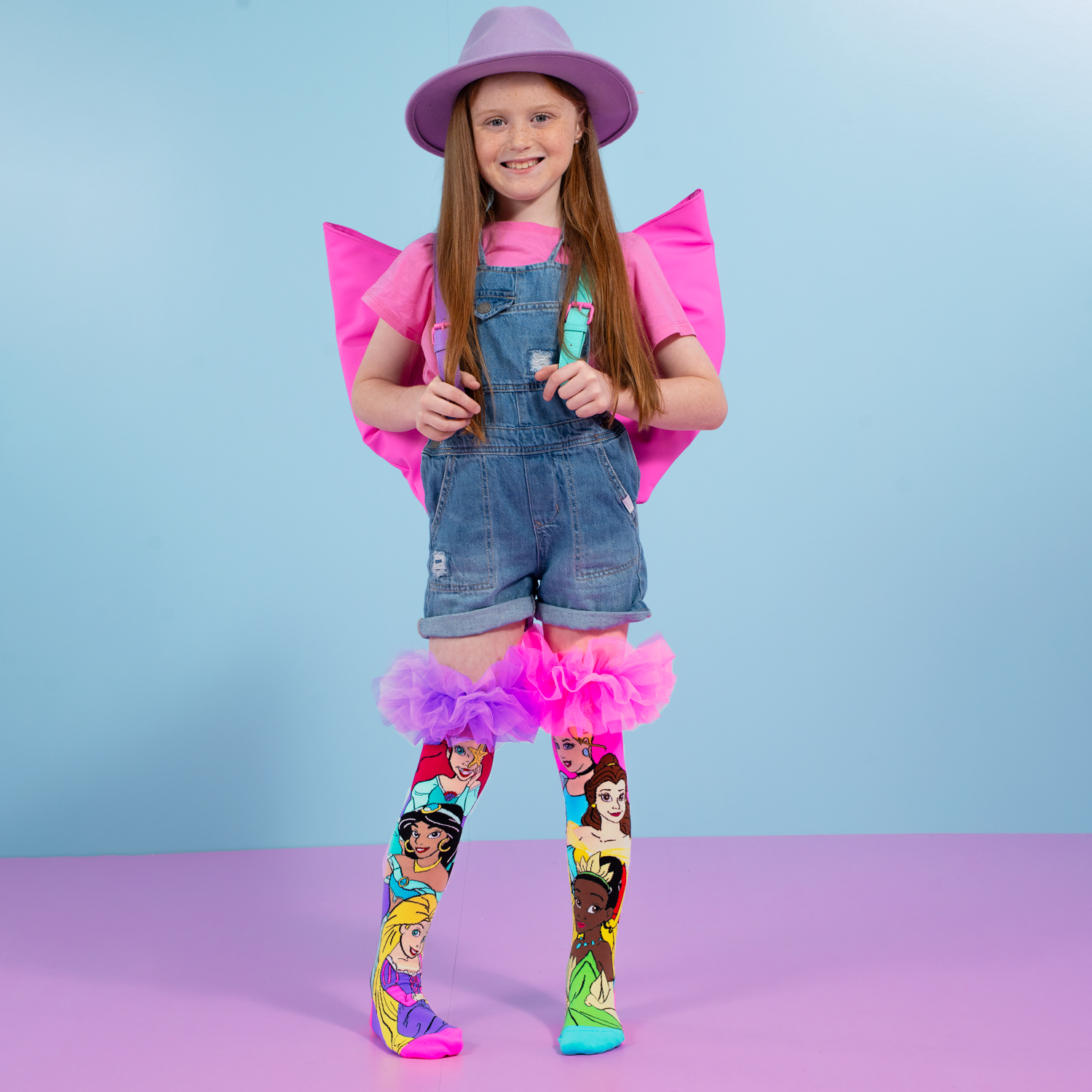 Disney Princess character socks with custom frills featuring Cinderella, Belle, Ariel, Jasmine, and Rapunzel.