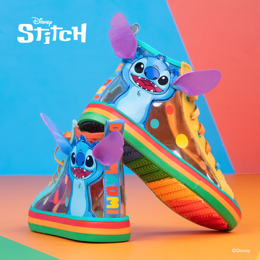 Disney Stitch Hawaii shoes for kids featuring tropical Stitch character graphics and colorful island-inspired design.