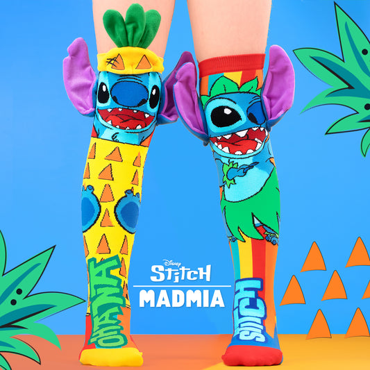 Stitch pineapple character socks with tropical colors, playful graphics, and fun 3D plush details.