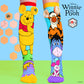 Colorful Disney Winnie the Pooh knee high socks featuring Pooh, Tigger, Eeyore and Piglet with plush 3D ears