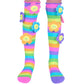 Floral novelty socks featuring colorful spring-inspired design and soft plush flower details.