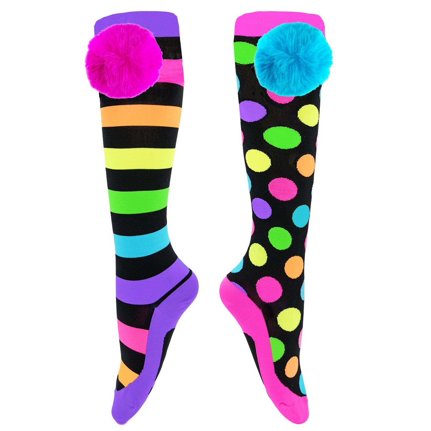 Fun pom pom socks for kids and adults with vibrant colors and soft playful pom pom accents.