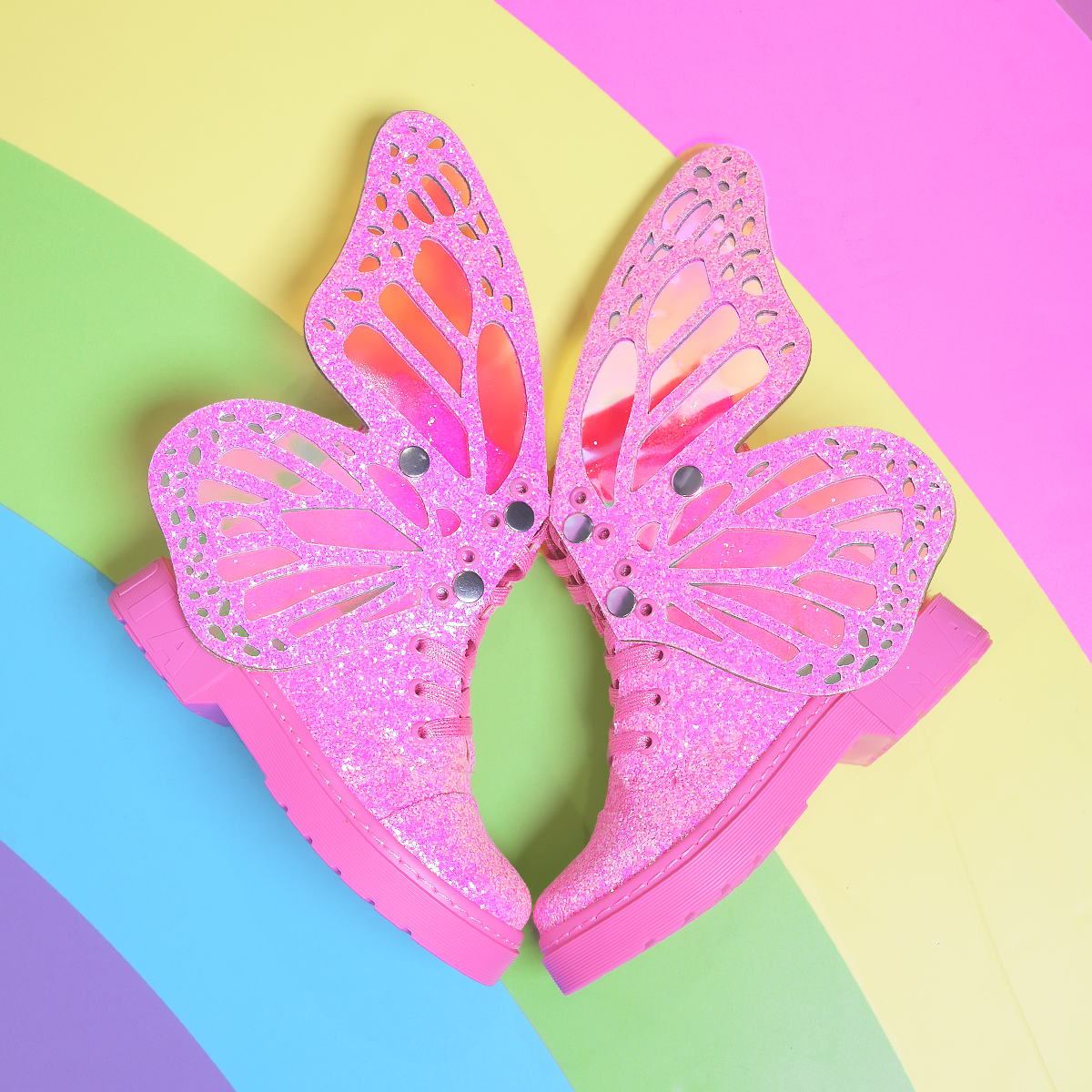 GLITTER BUTTERFLY SHOES - PINK