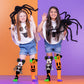 Glow in the dark Mickey Halloween character socks featuring skeleton graphics and festive pumpkin design.