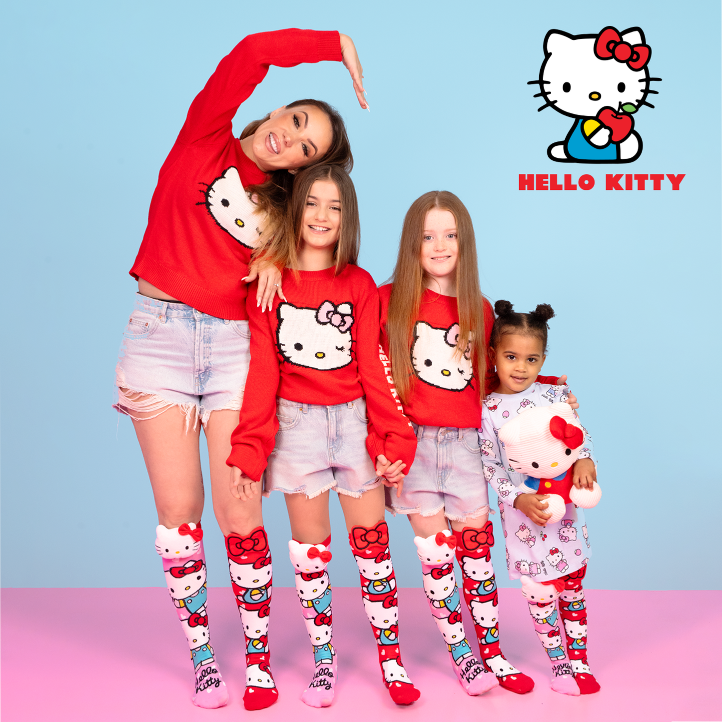 Cute Hello Kitty novelty socks with oversized plush bow details