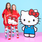 Kids wearing Hello Kitty knee high socks with plush bows and character details