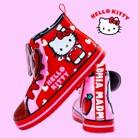 Kids Hello Kitty fashion shoes in red with glitter accents