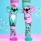 Pastel koala knee high socks featuring cute animal artwork, floral details and soft plush ears.