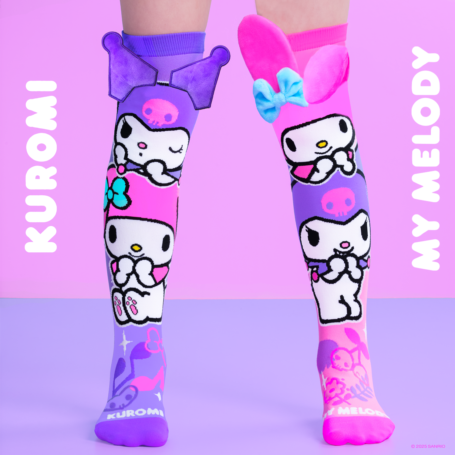 Cute novelty socks with 3D plush bows and character themed details
