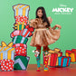 Mickey Christmas socks featuring Santa hat, scarf, and plush pom pom detail with festive holiday colors.
