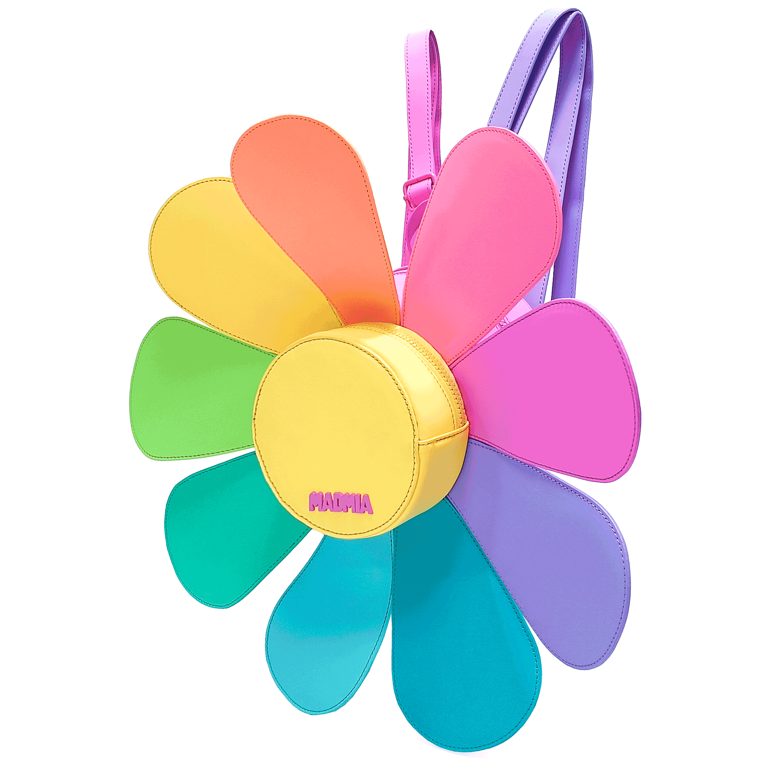 Cute daisy shaped backpack in rainbow pastel colors for kids CRAZY DAISY BACKPACK