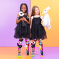Sally patchwork Halloween socks featuring colorful stitched design inspired by Nightmare Before Christmas.