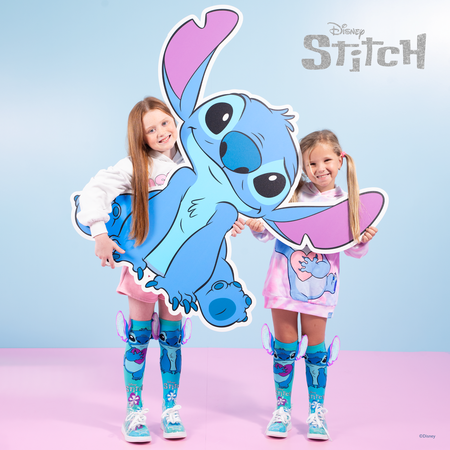 Silver Stitch character socks for kids with shiny details and playful Disney character artwork.