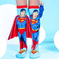 Superman knee high socks featuring a velvet cape, plush 3D arm, and iconic superhero design.