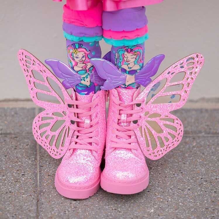 GLITTER BUTTERFLY SHOES - PINK