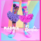 Barbie knee high socks featuring colorful design and attached 3D tutu skirt details.