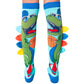 Bold dinosaur novelty socks featuring colorful Jurassic graphics and plush spike details.