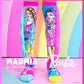 Colorful Barbie Extra Fashionista socks featuring playful fashion graphics and long tassel details.