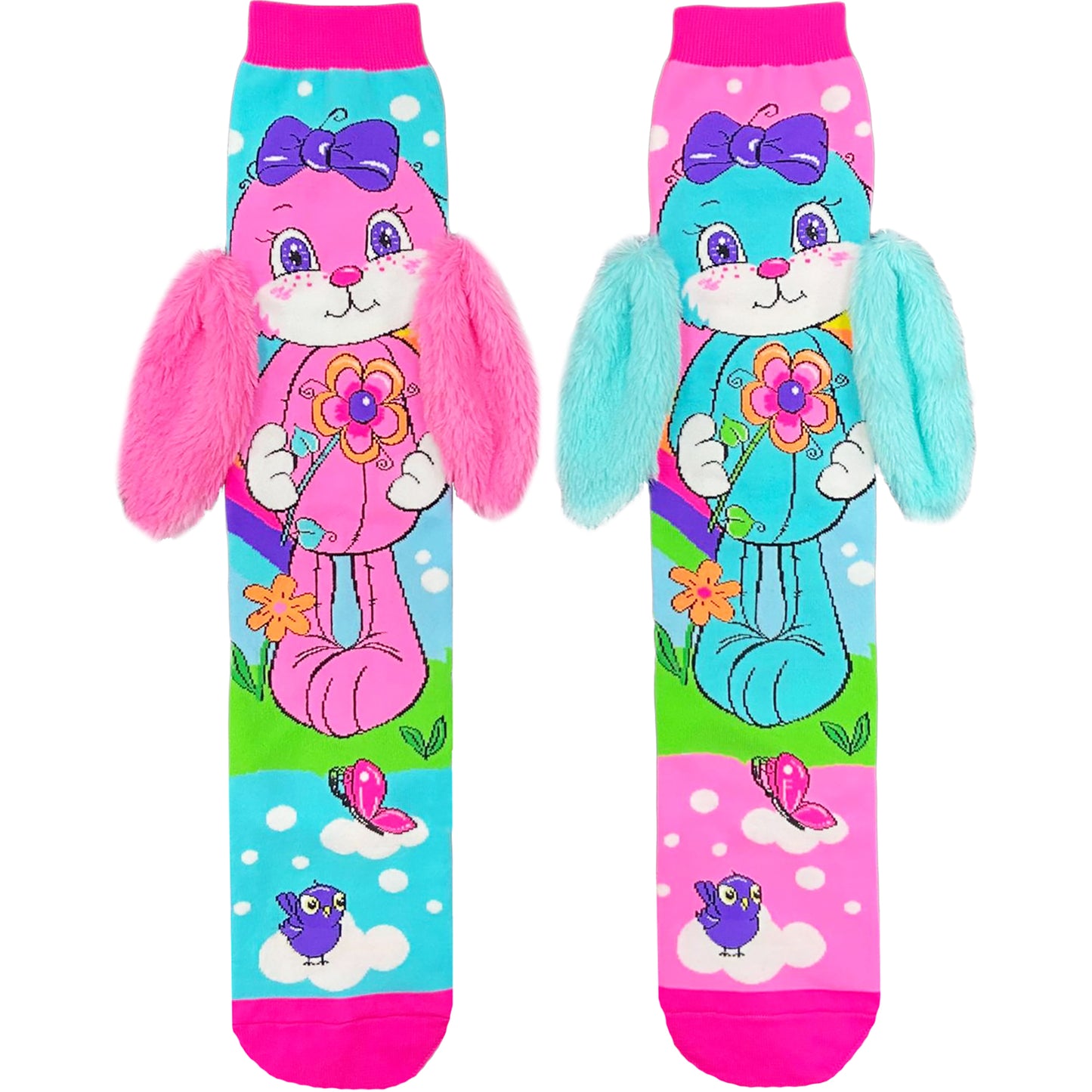 Fun Easter bunny socks with playful 3D ear details and bright pastel design.