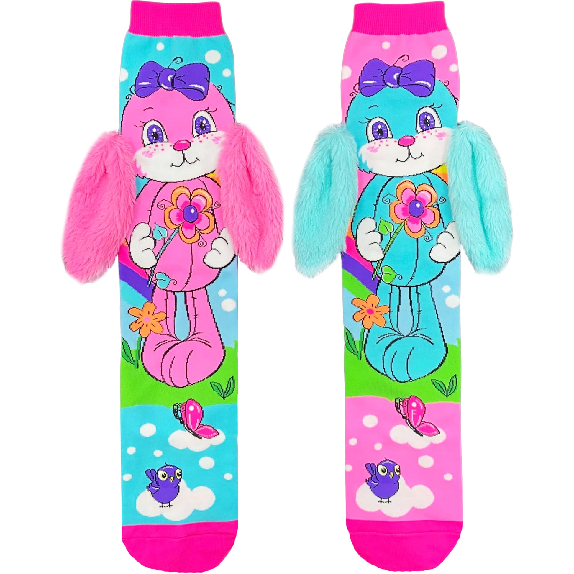 Fun Easter bunny socks with playful 3D ear details and bright pastel design.