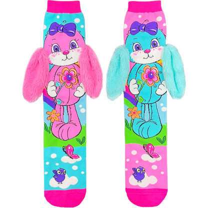 Fun Easter bunny socks with playful 3D ear details and bright pastel design.