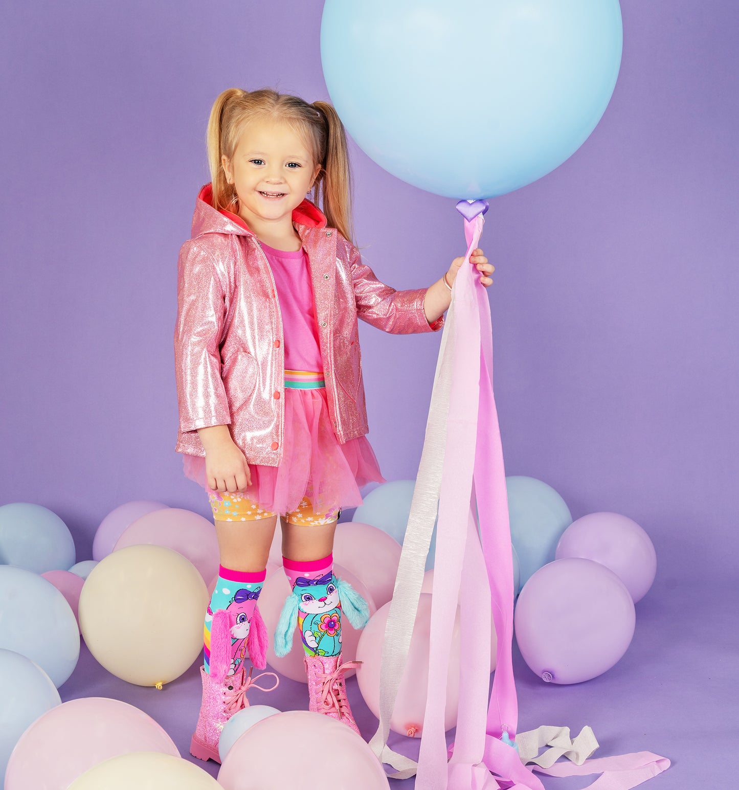 Kids bunny socks featuring soft plush ears and cheerful pastel-inspired colors.
