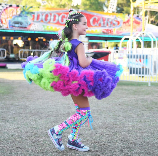 MADMIA Wonderland dress for girls featuring layered tulle and playful frill details.