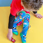 Race car novelty socks with bold colors and fun racing-themed patterns.
